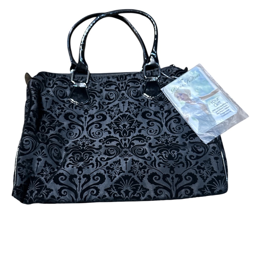 Paris Hilton Y2K Collection Handbag - Black Damask Flocked Pattern - NWT / New